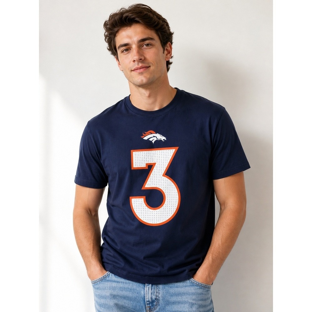 Nike NFL Denver Broncos Russell Wilson #3 Football T Shirt Mens M Navy Blue NWT
